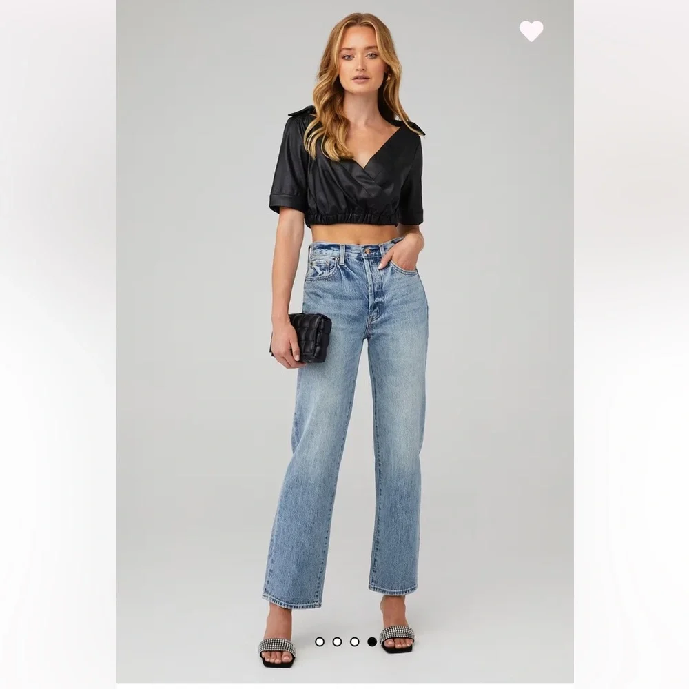 NONchalant Black Faux Leather KATE TOP- NWOT - Picture 4 of 7